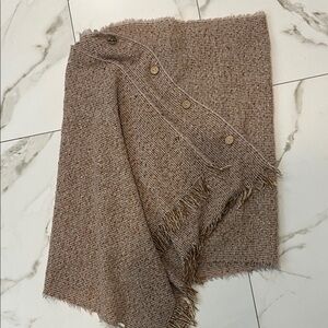 Brown Tweed Buttoned Shawl